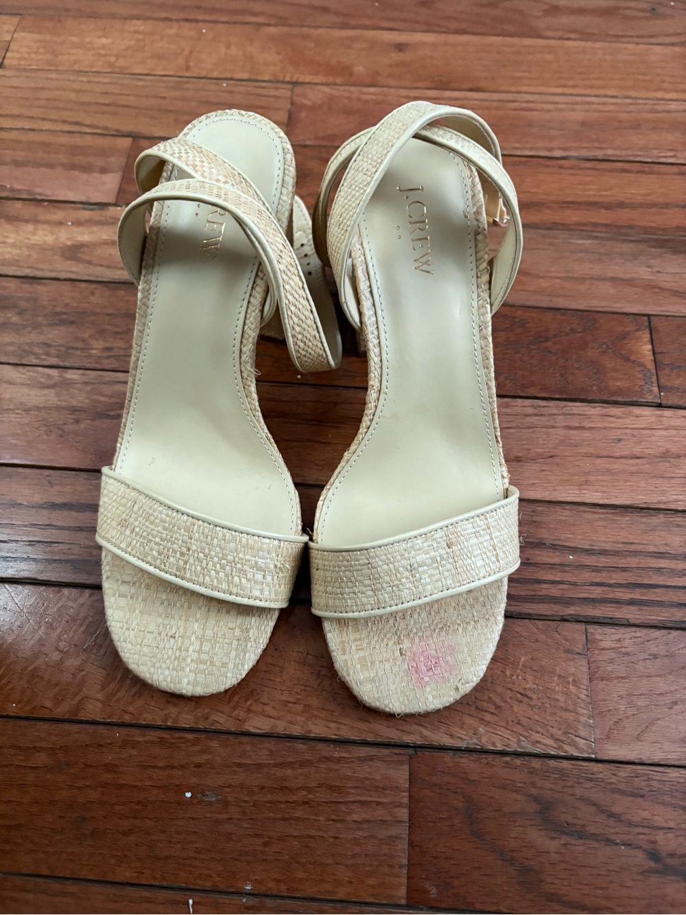J. Crew Beige Woven Block Heel Sandals